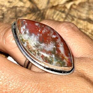 Dragon Bloodstone Jasper Ring 7 3/4